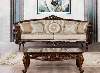 Dreisitzer Sofa 3 Sitz Klassische Möbel Sofas Stoff Stil Barock Rokoko Luxus Neu